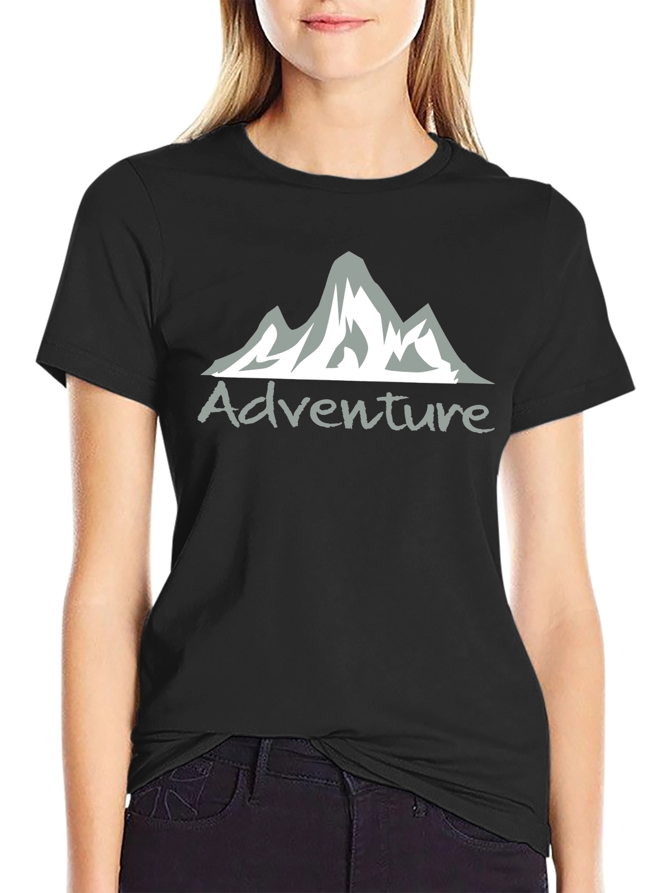 Adventure Mountain Graphic Tee - Black Cotton Blend
