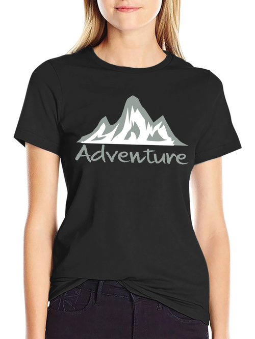 Adventure Mountain Graphic Tee - Black Cotton Blend