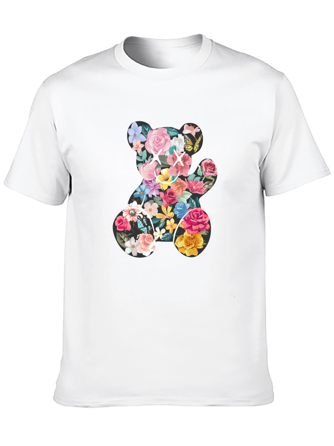 Floral Teddy Bear Graphic T-Shirt
