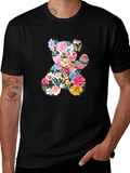 Floral Teddy Bear Graphic T-Shirt
