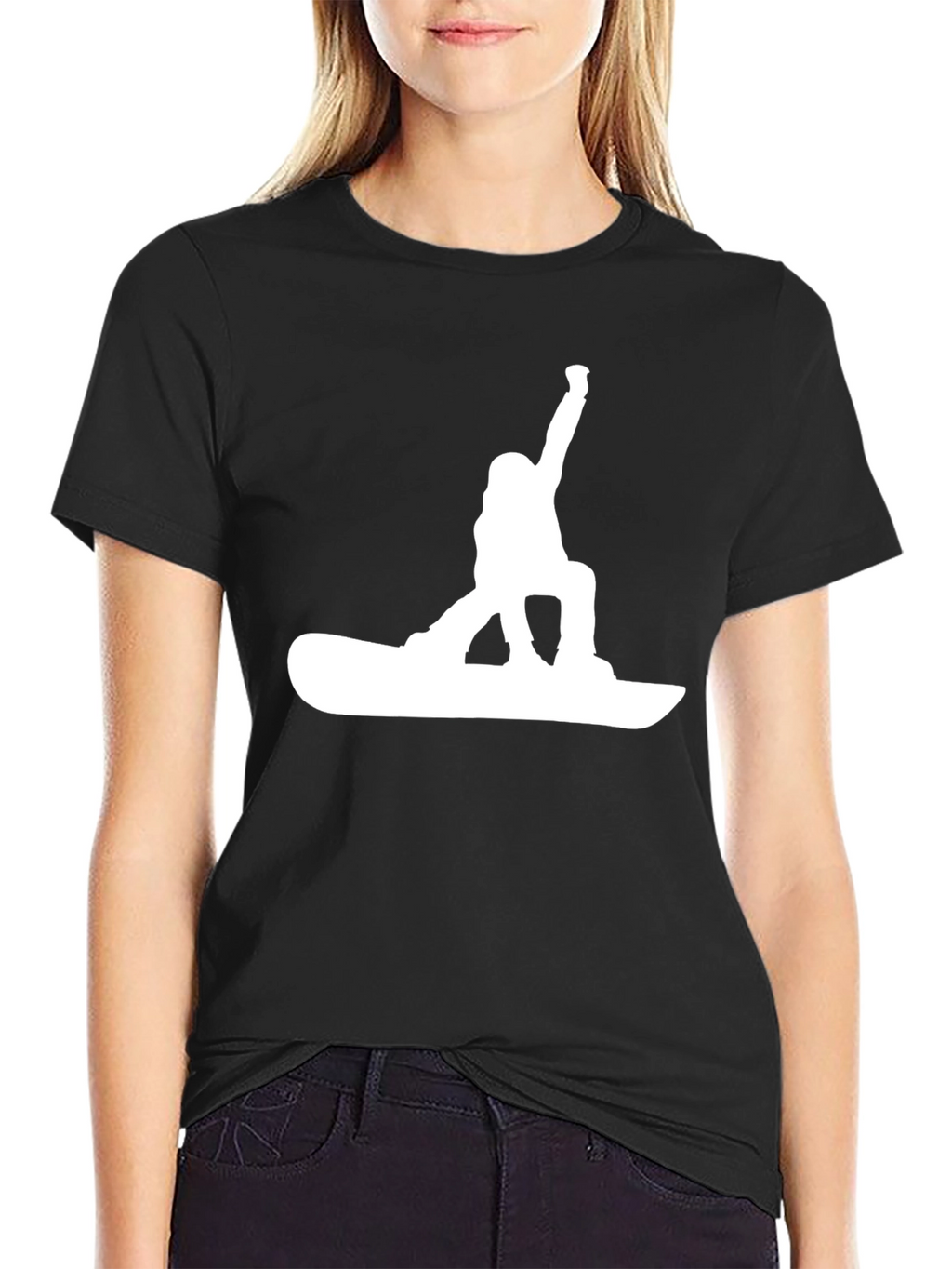 Snowboarder Graphic Tee - Black Cotton T-Shirt