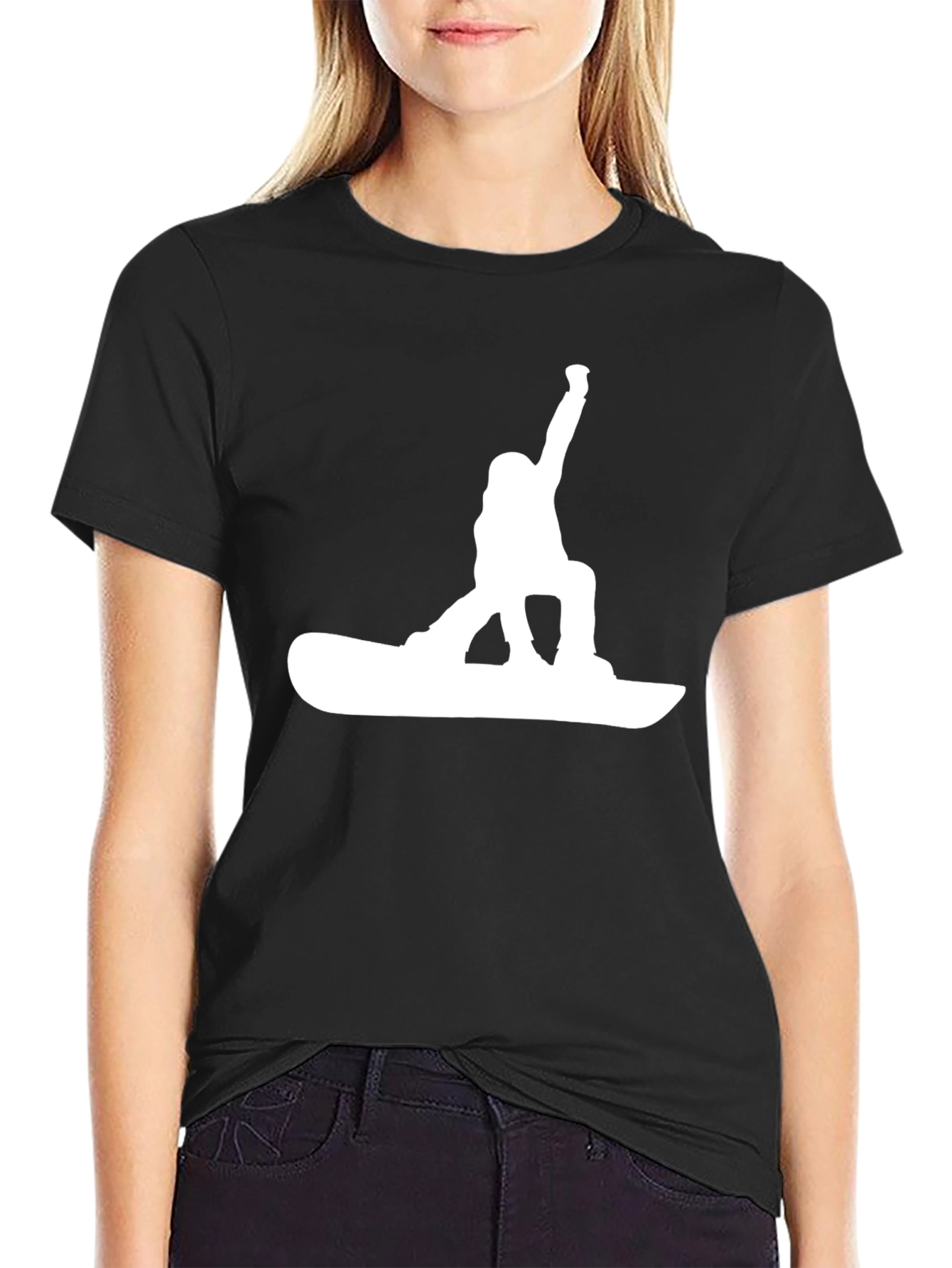 Snowboarder Graphic Tee - Black Cotton T-Shirt