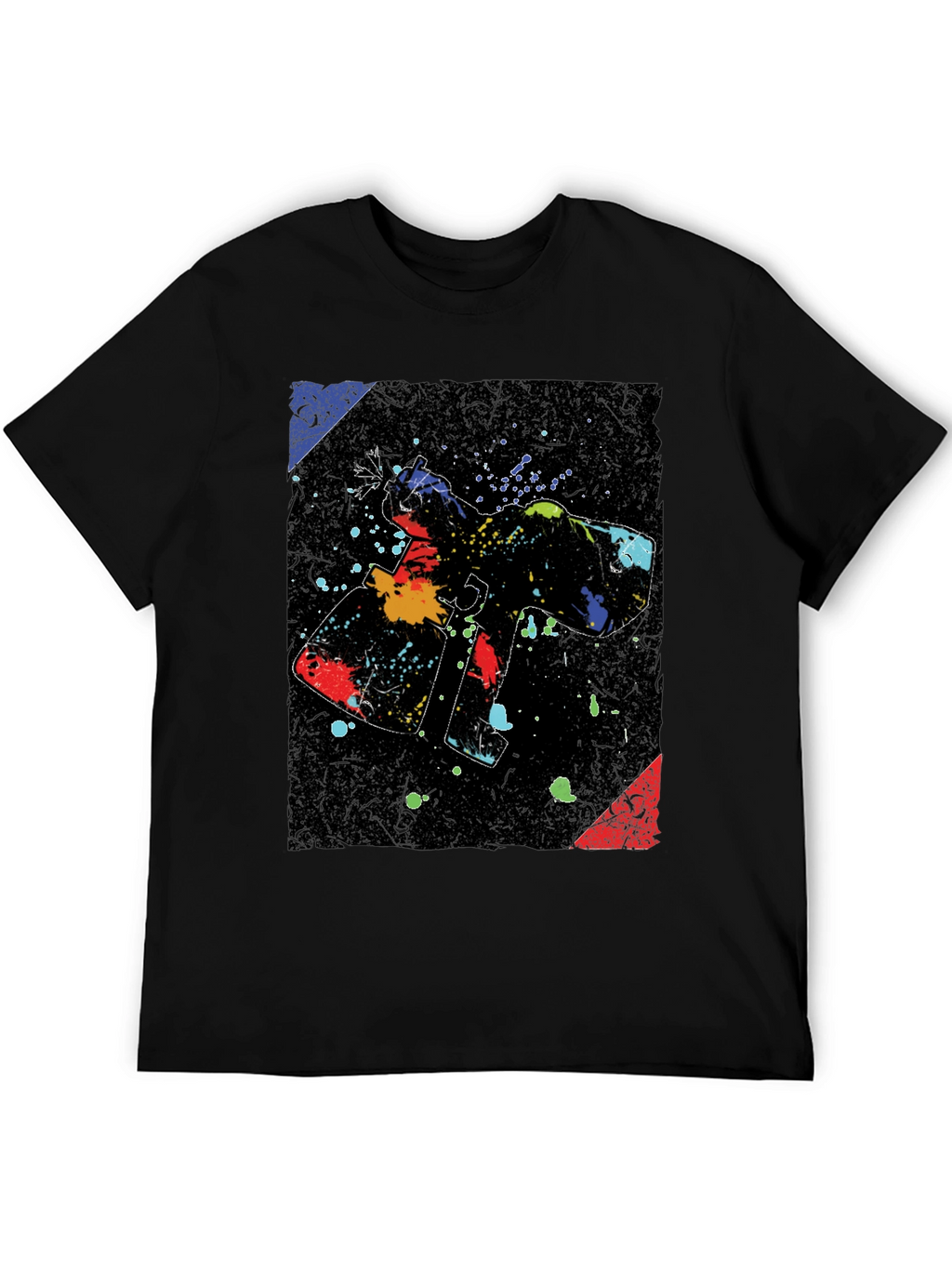 Abstract Paint Gun Graphic Black T-Shirt