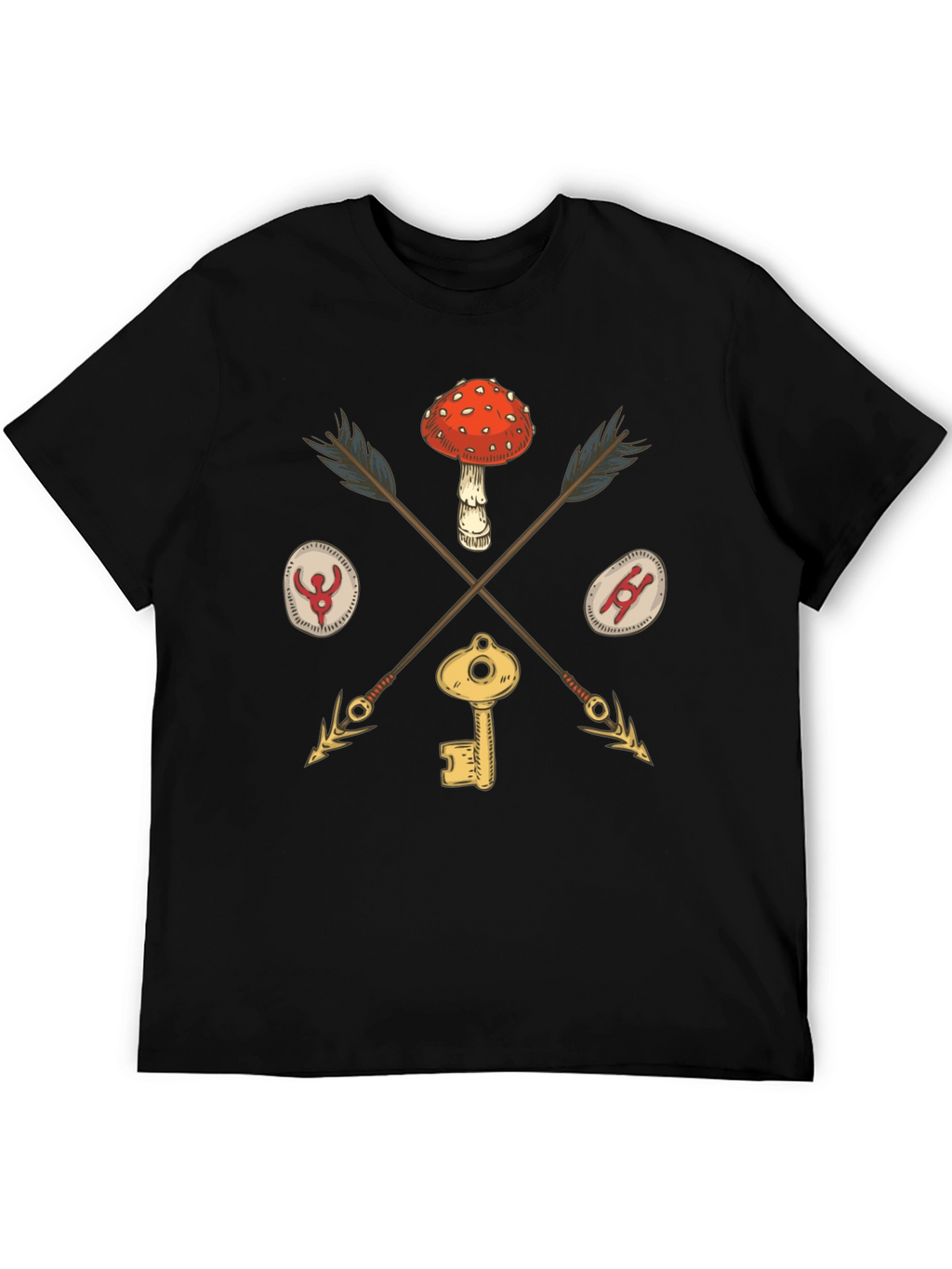 Amanita Muscaria Arrow Black T-Shirt