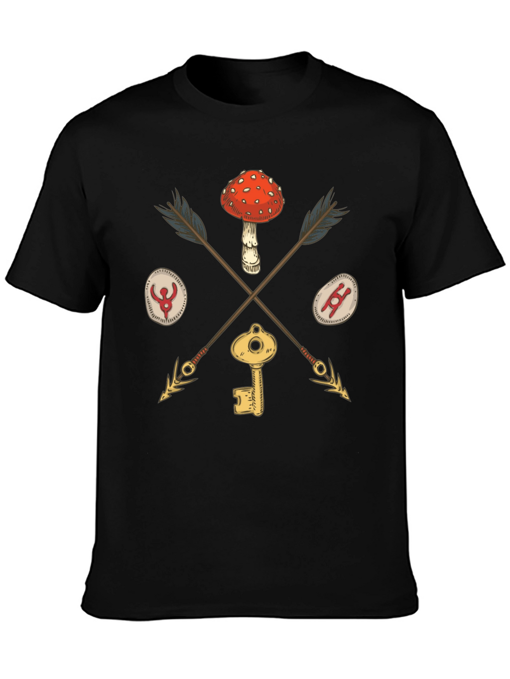 Amanita Muscaria Arrow Black T-Shirt