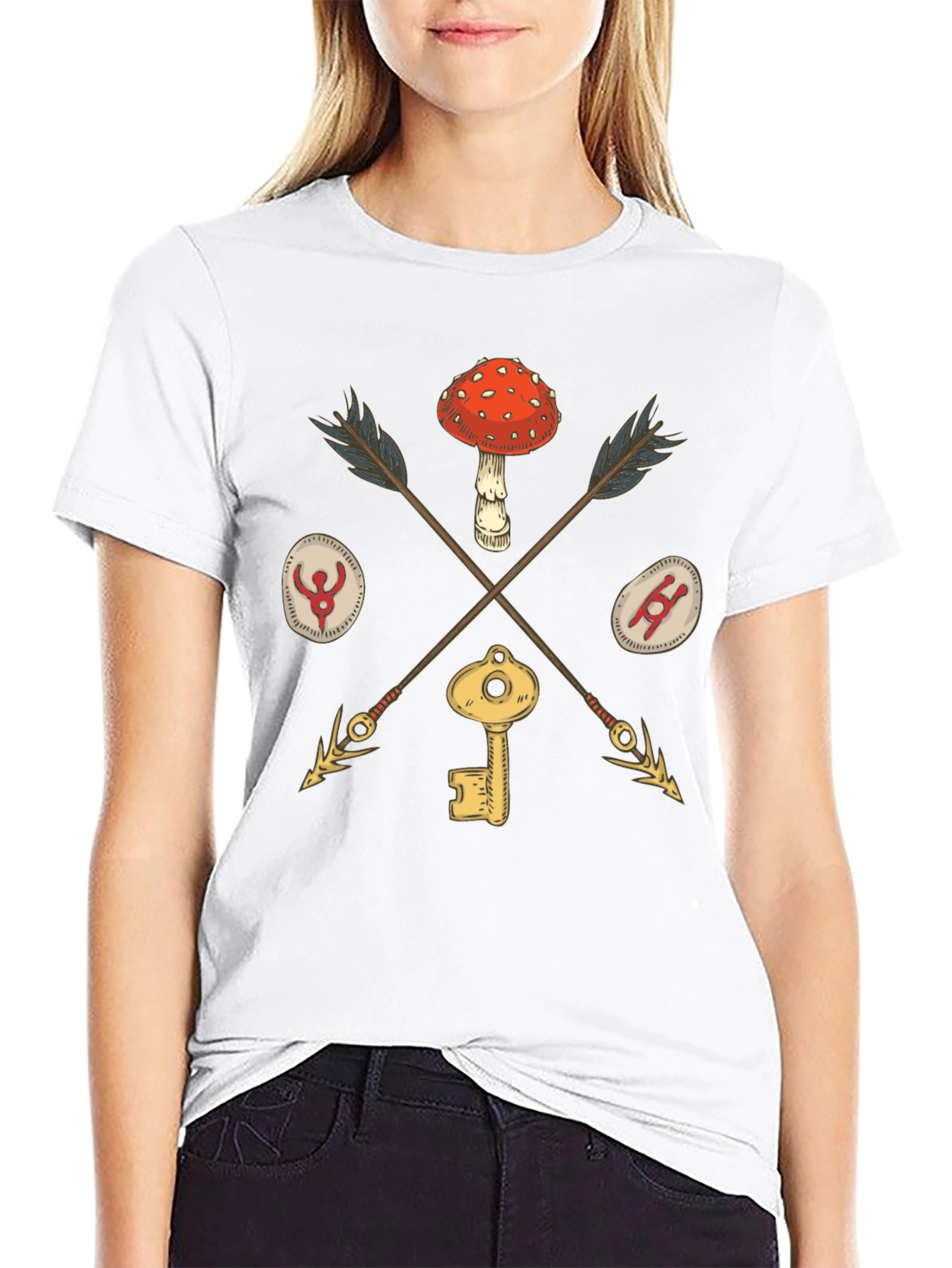 Amanita Muscaria Arrow Black T-Shirt
