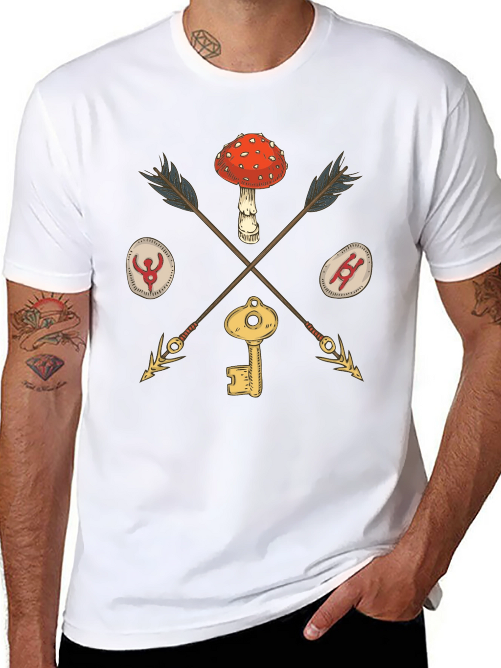 Amanita Muscaria Arrow Black T-Shirt