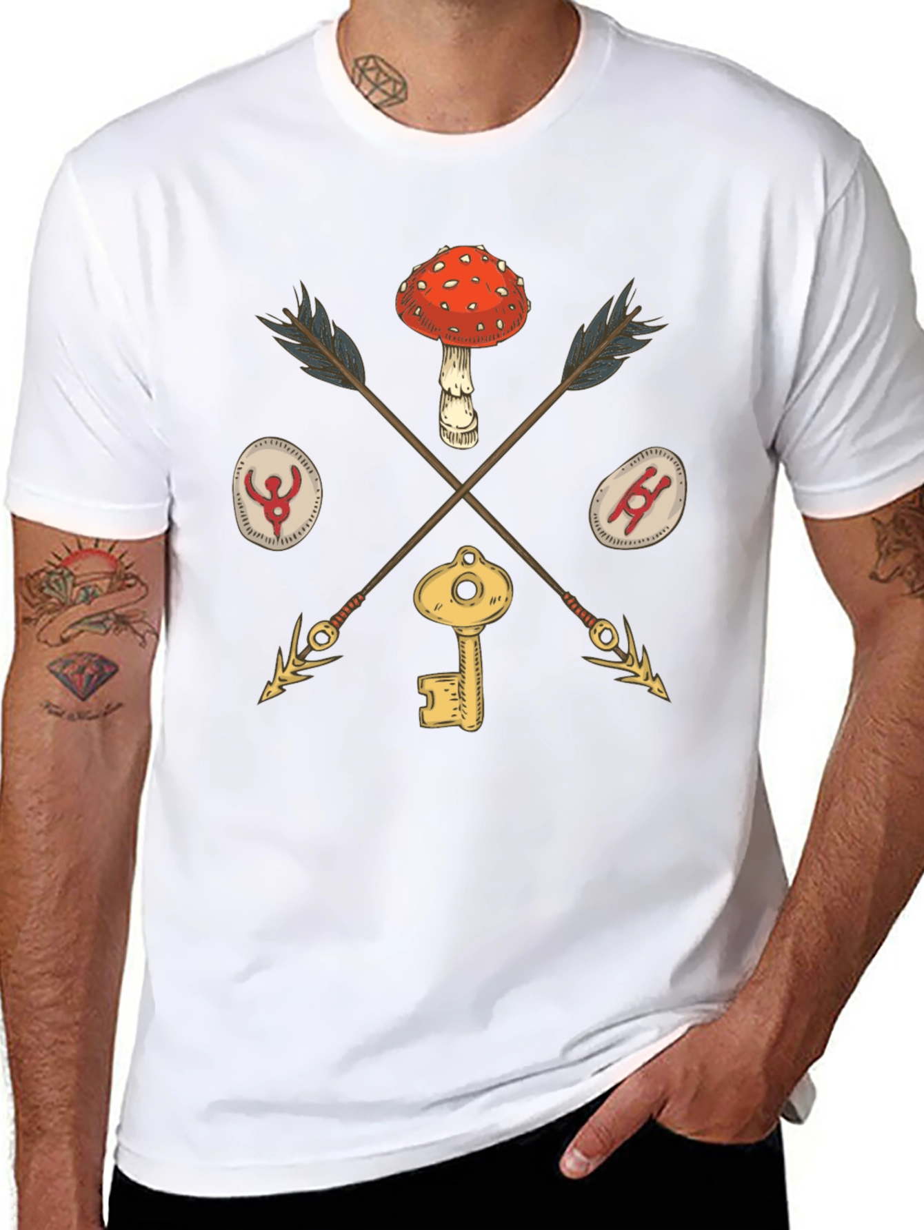 Amanita Muscaria Arrow Black T-Shirt