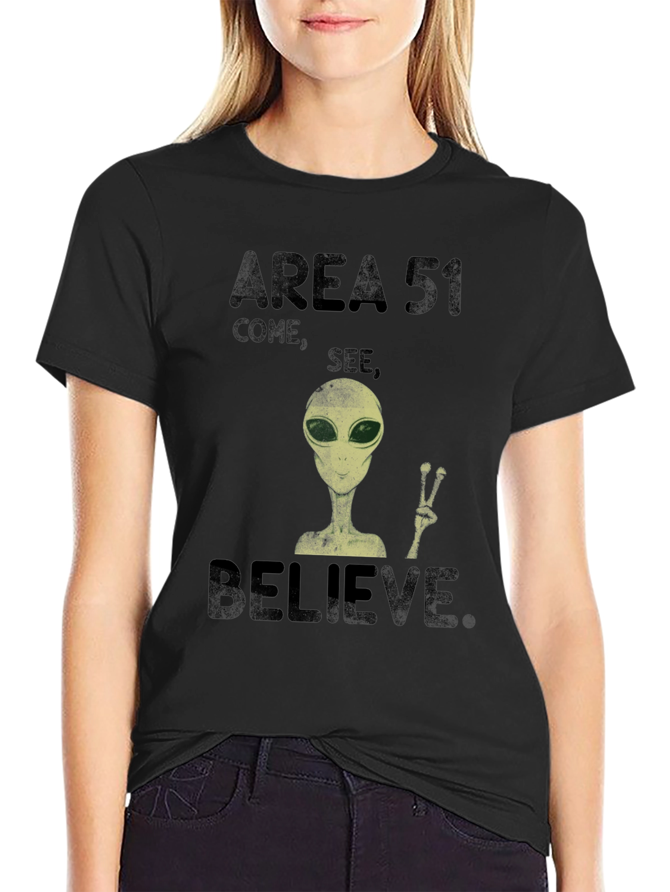 Area 51 Come See Believe Alien Graphic T-Shirt