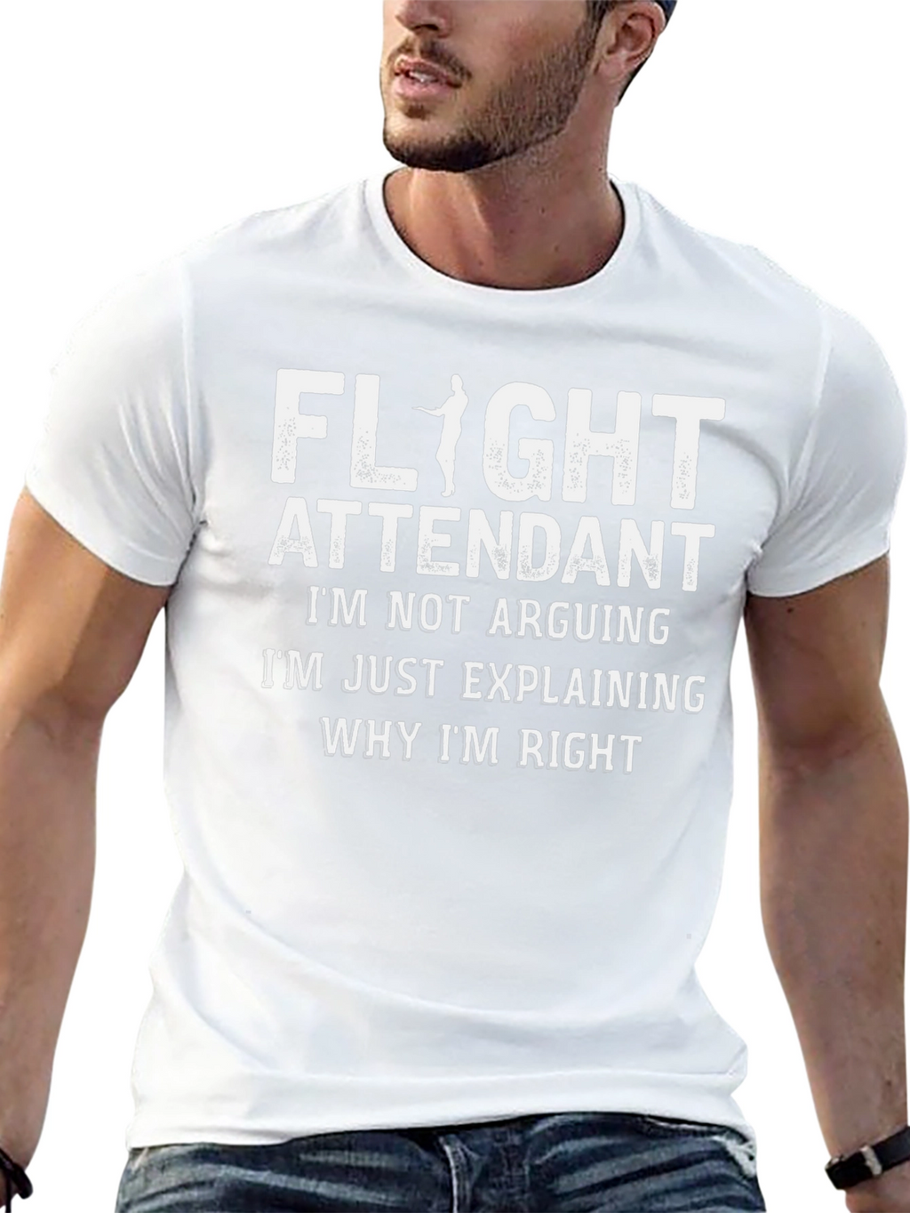 Flight Attendant Explaining Right T-Shirt
