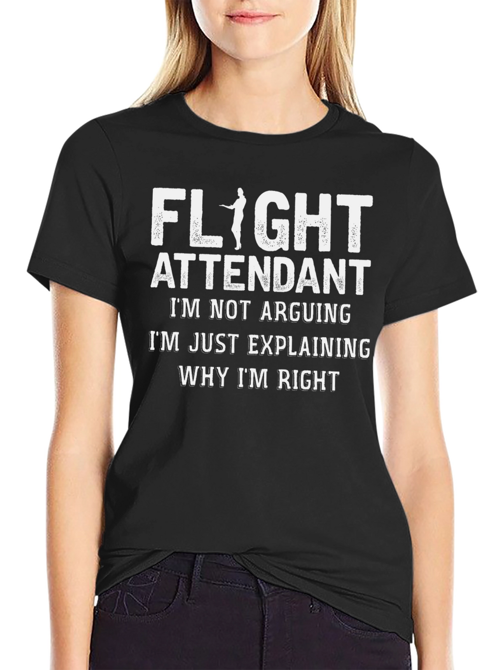 Flight Attendant Explaining Right T-Shirt