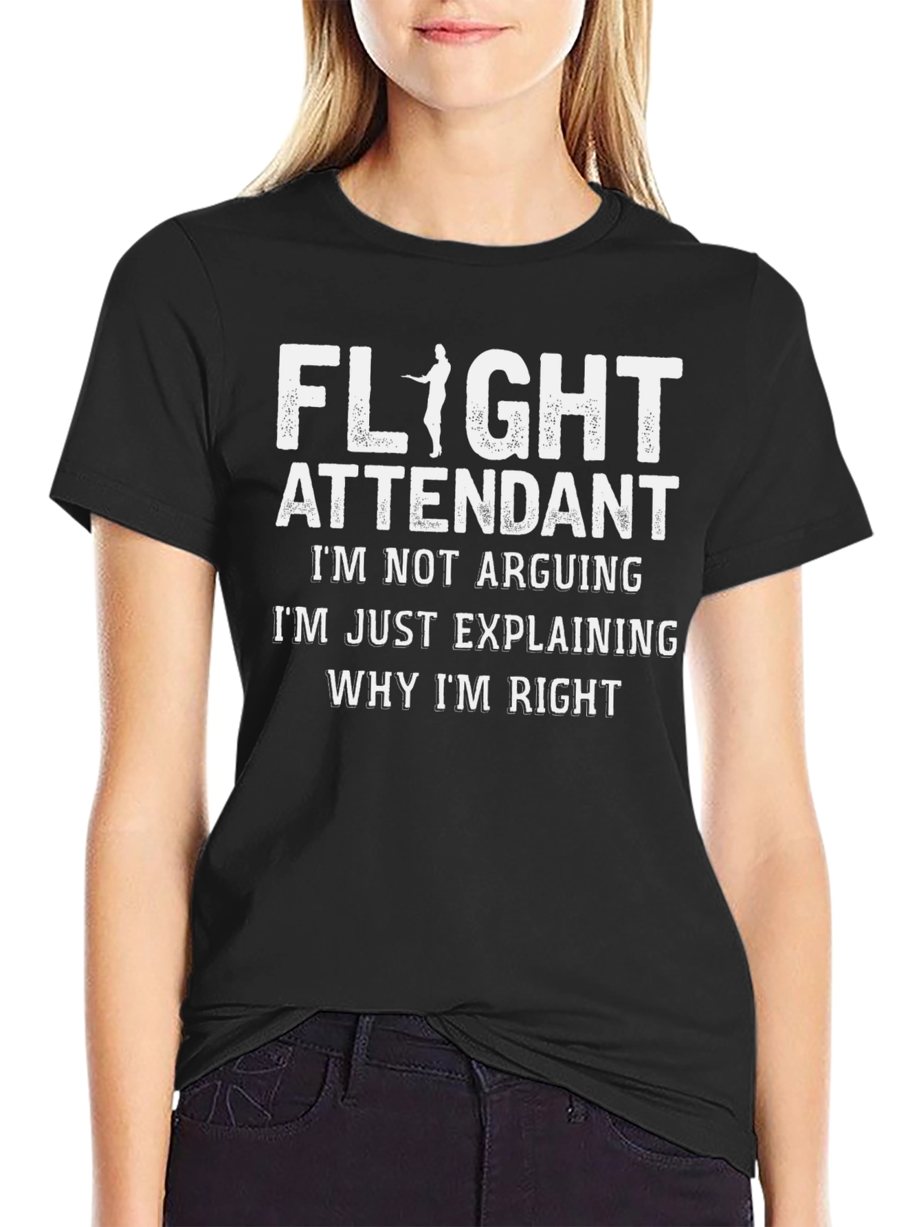 Flight Attendant Explaining Right T-Shirt