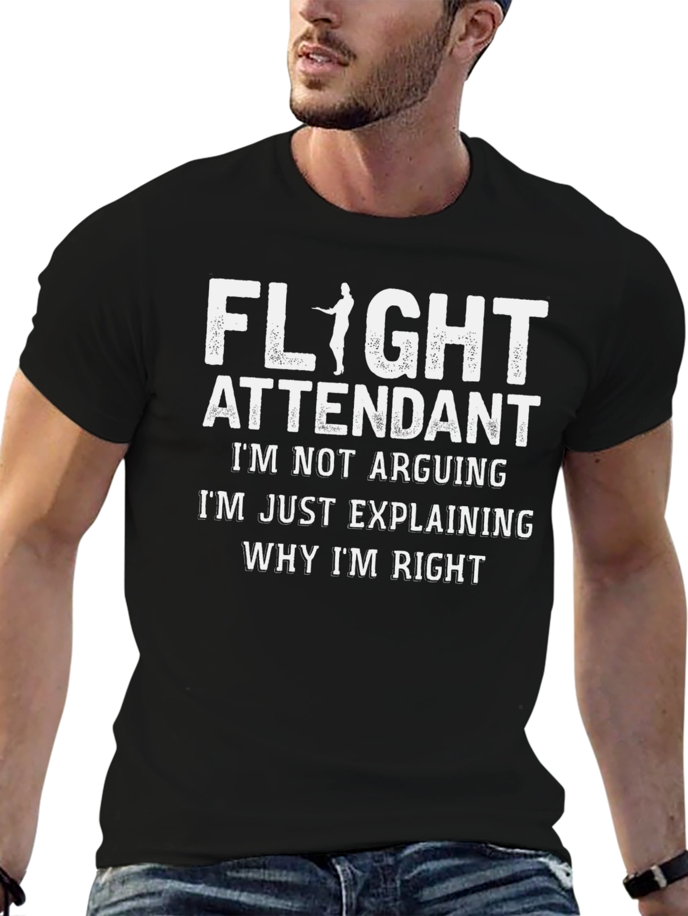 Flight Attendant Explaining Right T-Shirt
