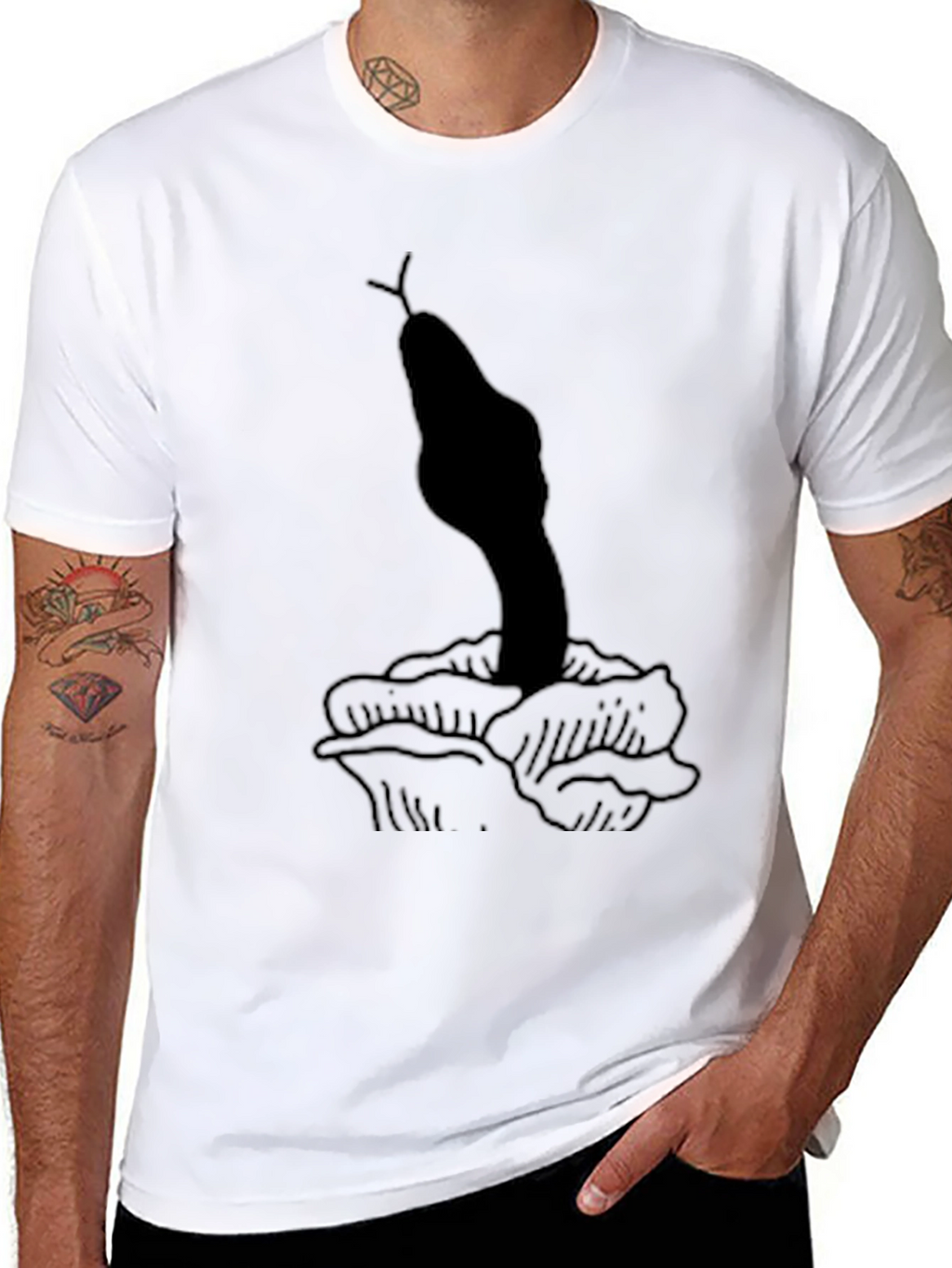 Snake & Rose Graphic Black Tee