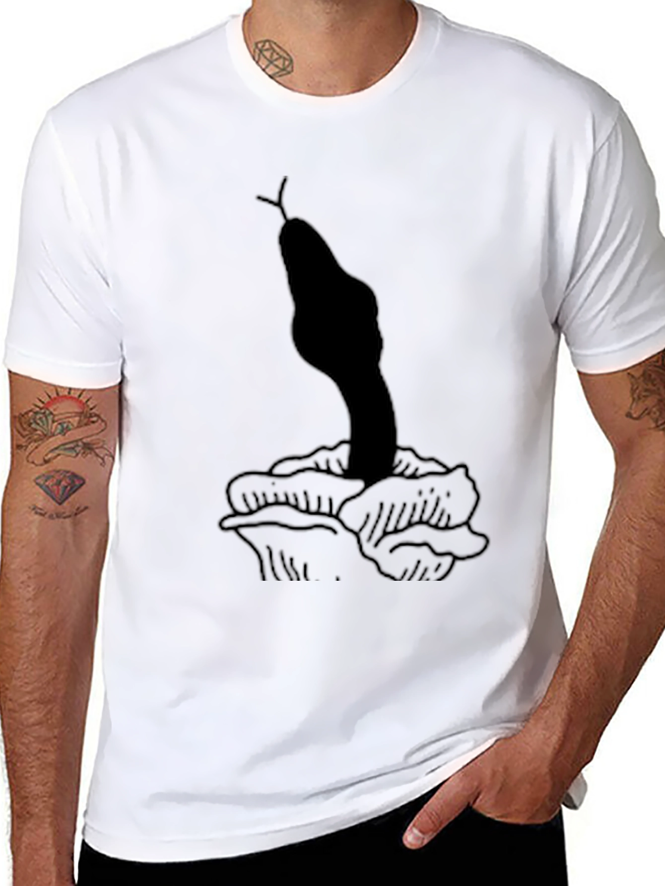 Snake & Rose Graphic Black Tee