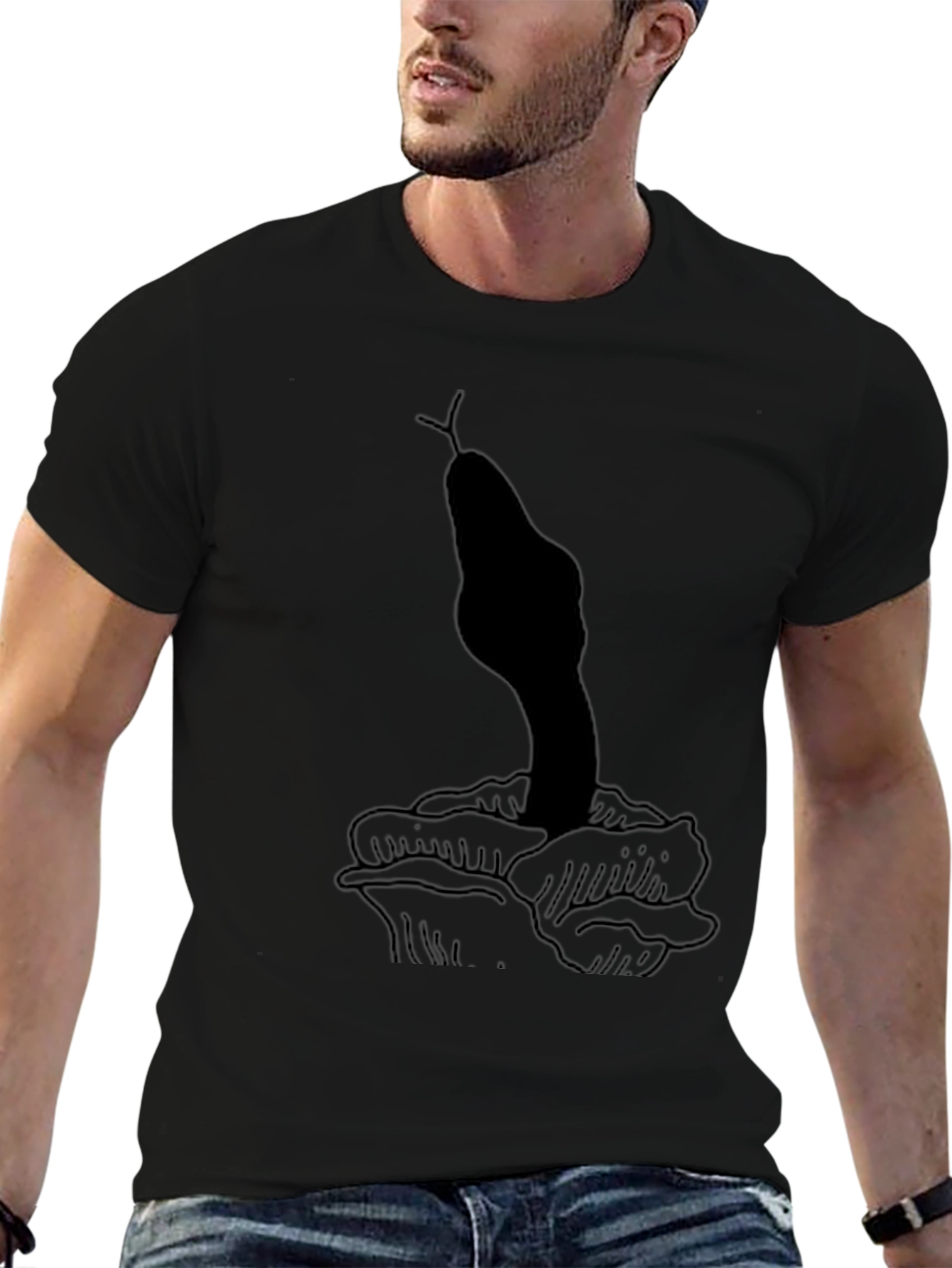 Snake & Rose Graphic Black Tee