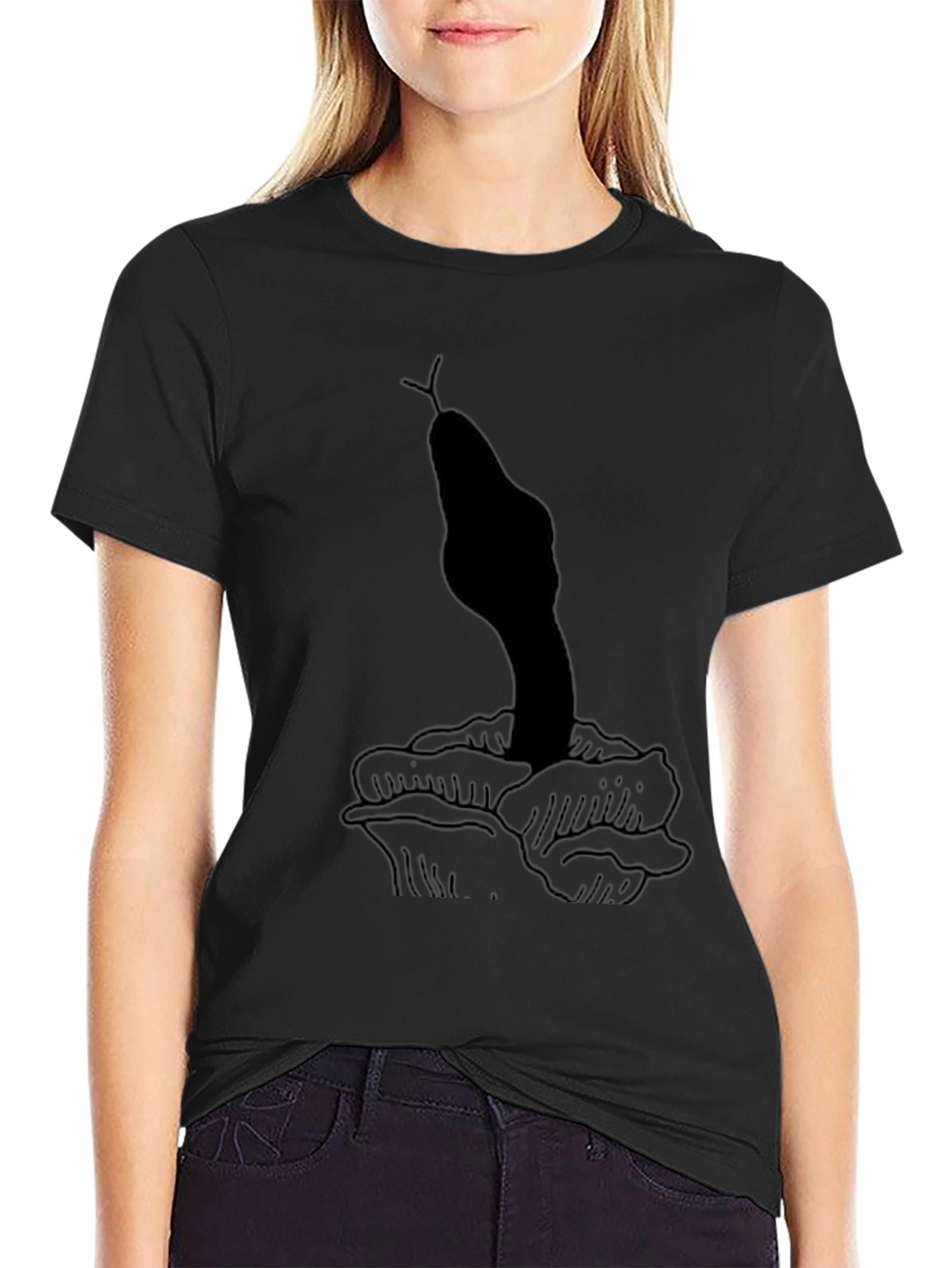 Snake & Rose Graphic Black Tee