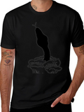 Snake & Rose Graphic Black Tee