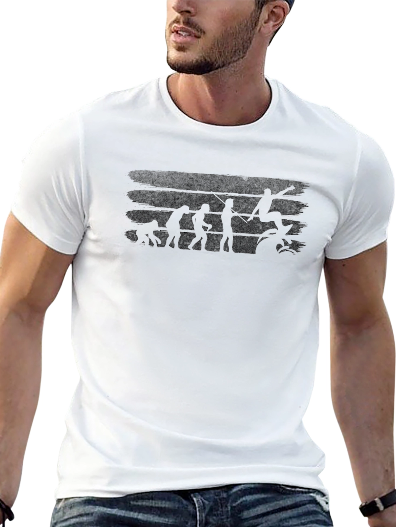 Surfer Evolution Black Graphic T-Shirt