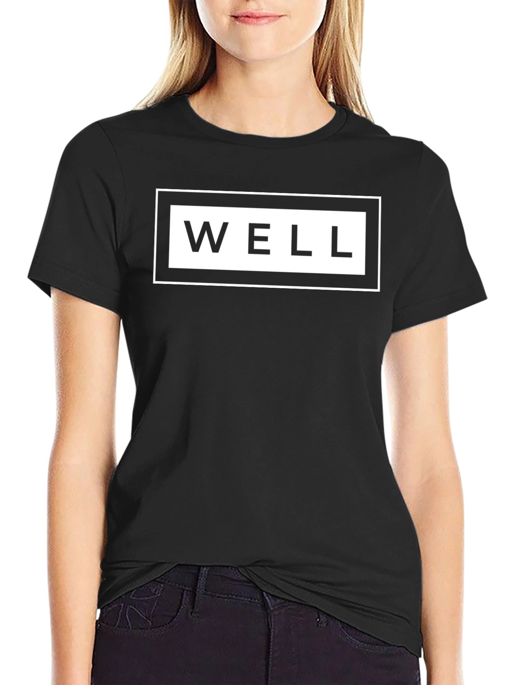 Stylish Black WELL Graphic Tee - Casual Comfort