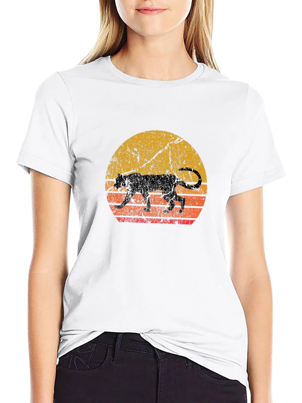 Retro Panther Sunset Graphic Tee