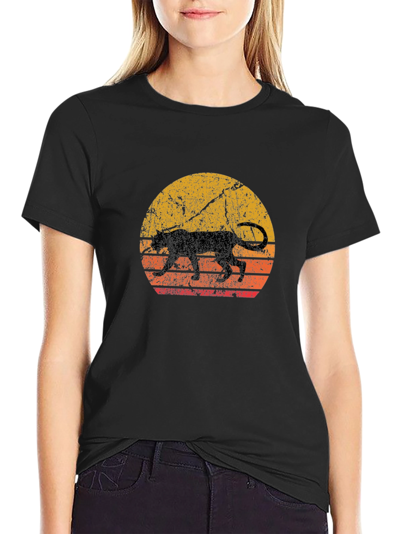 Retro Panther Sunset Graphic Tee