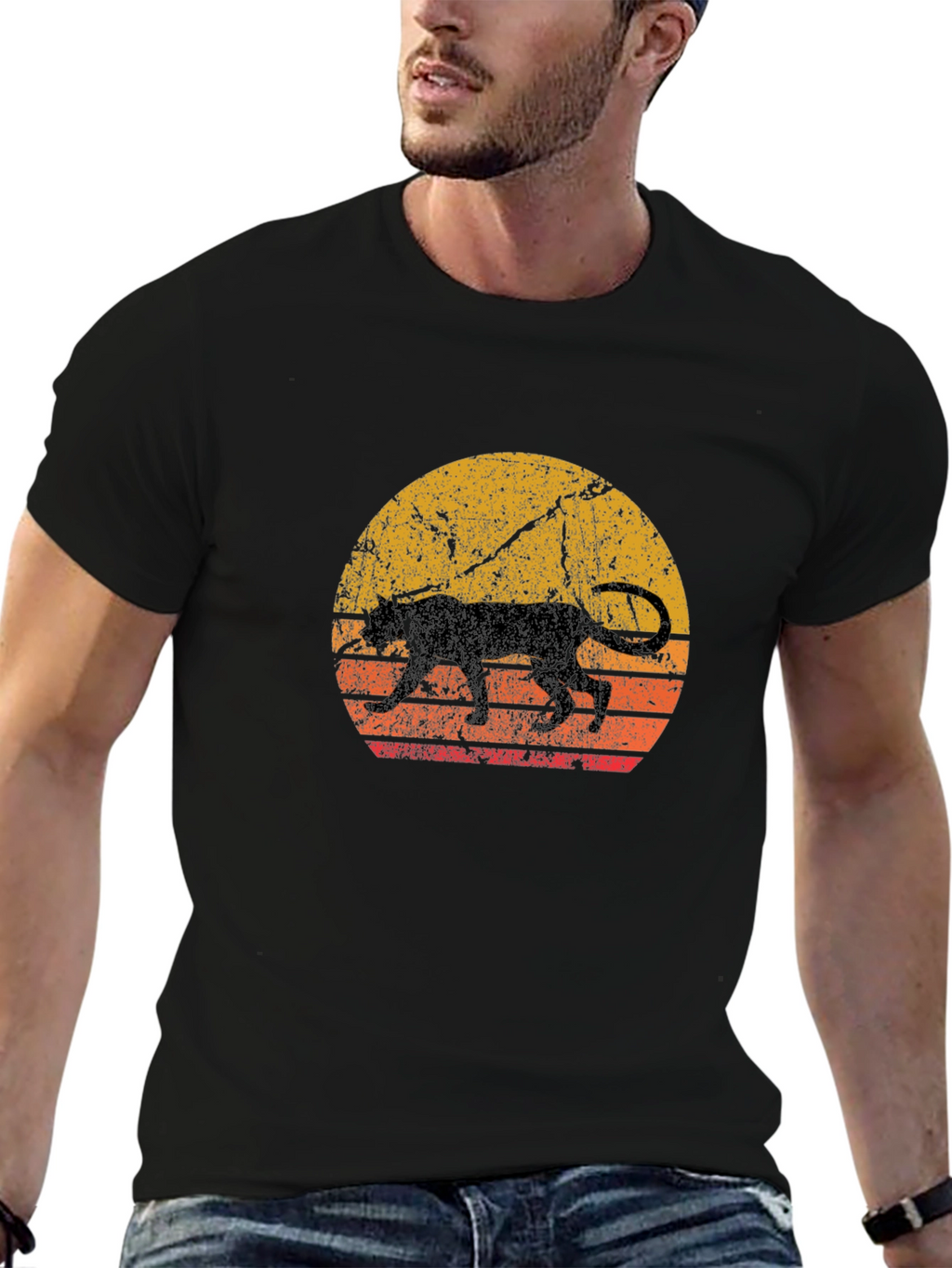 Retro Panther Sunset Graphic Tee