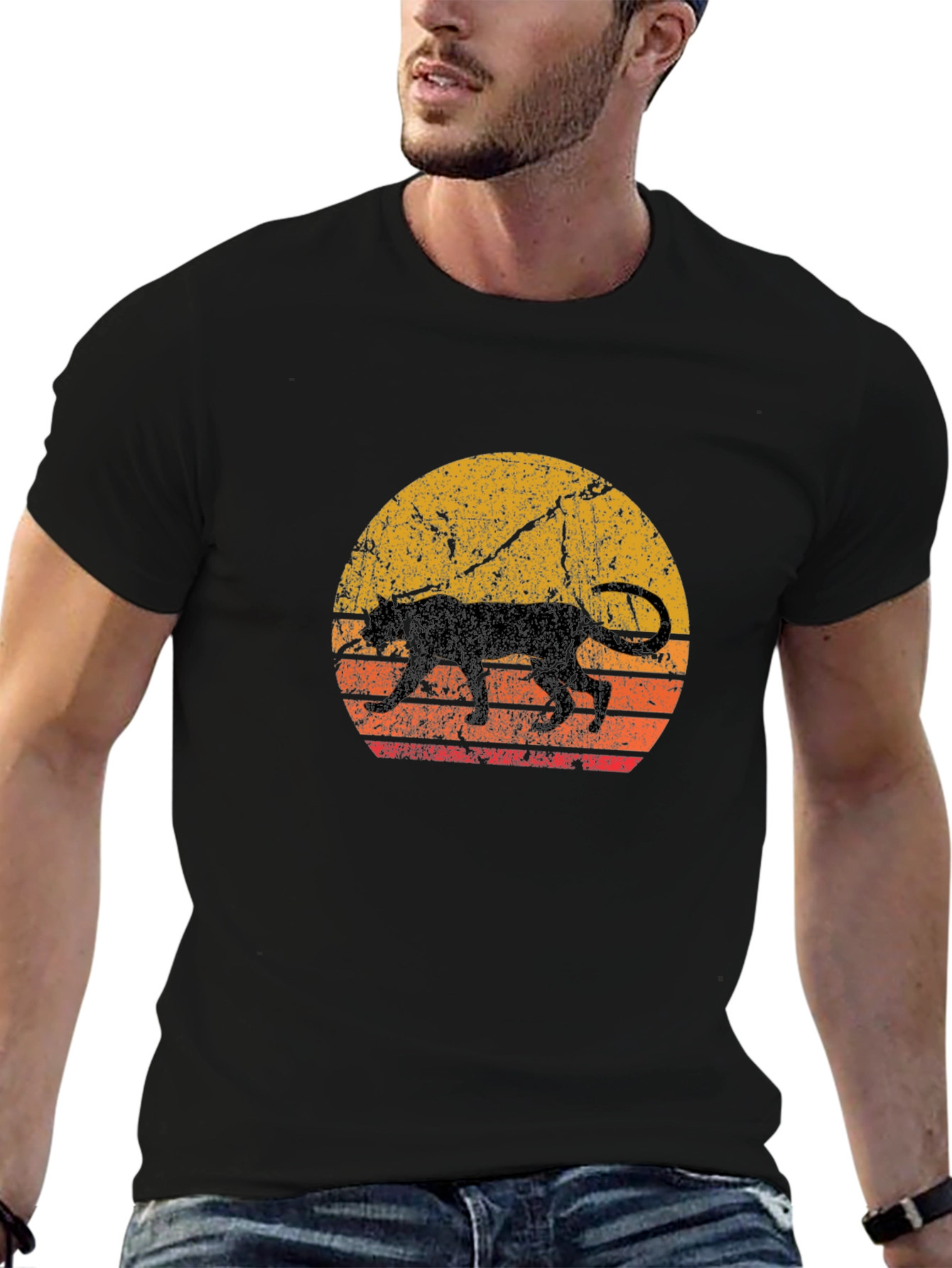 Retro Panther Sunset Graphic Tee