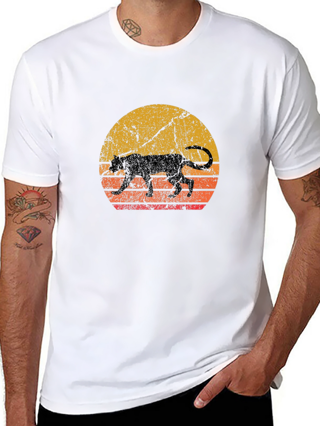 Retro Panther Sunset Graphic Tee