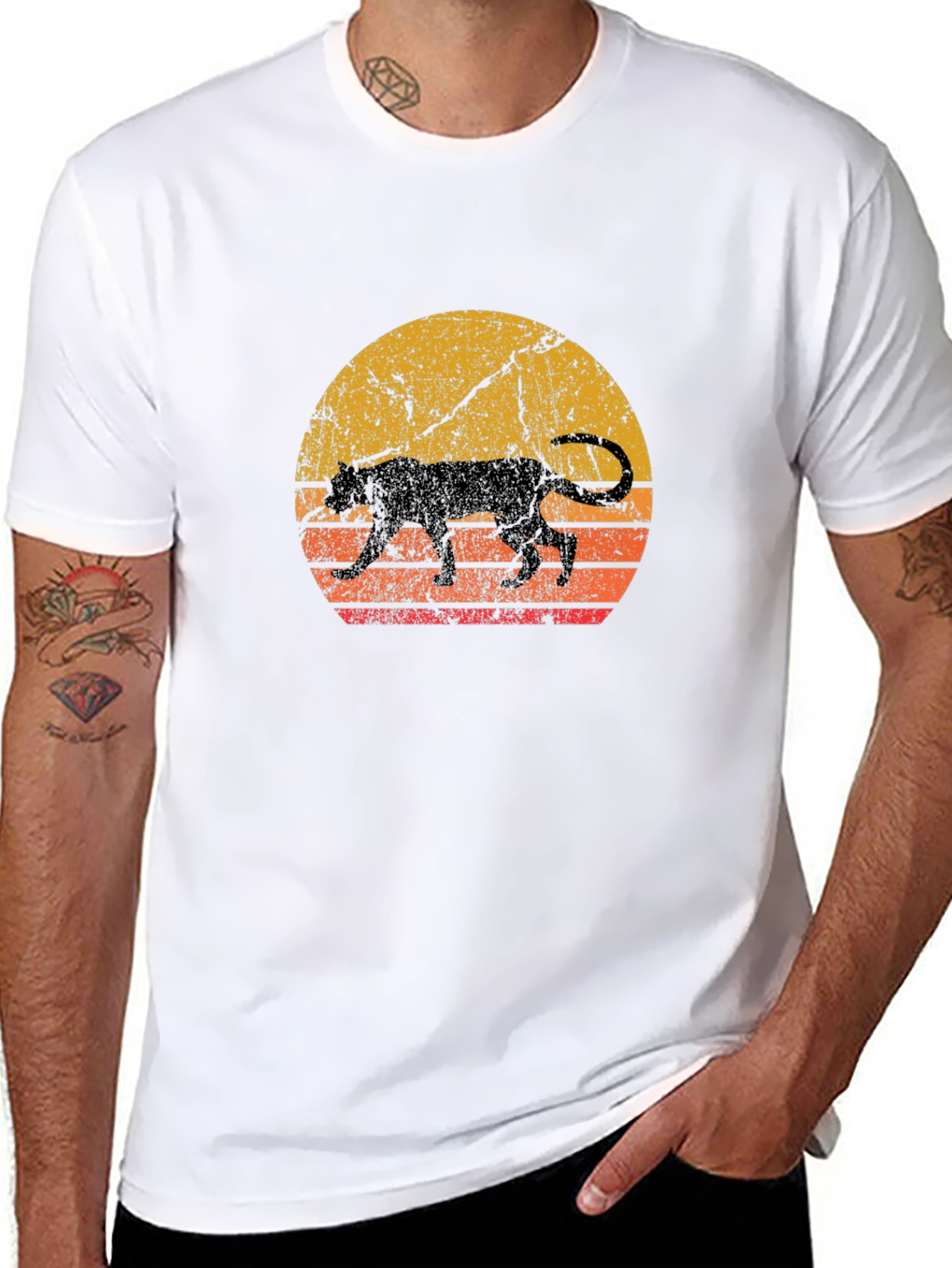 Retro Panther Sunset Graphic Tee