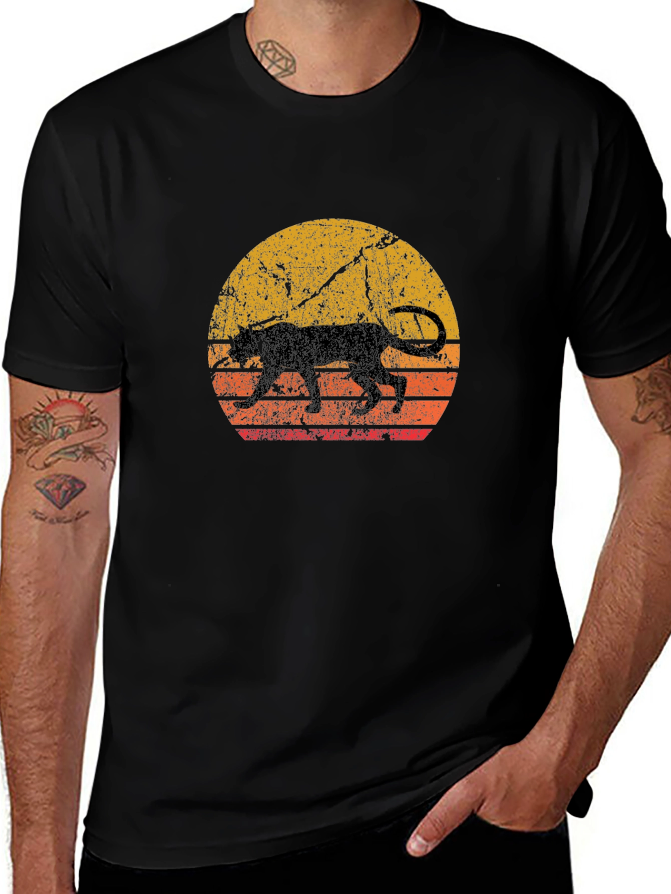 Retro Panther Sunset Graphic Tee