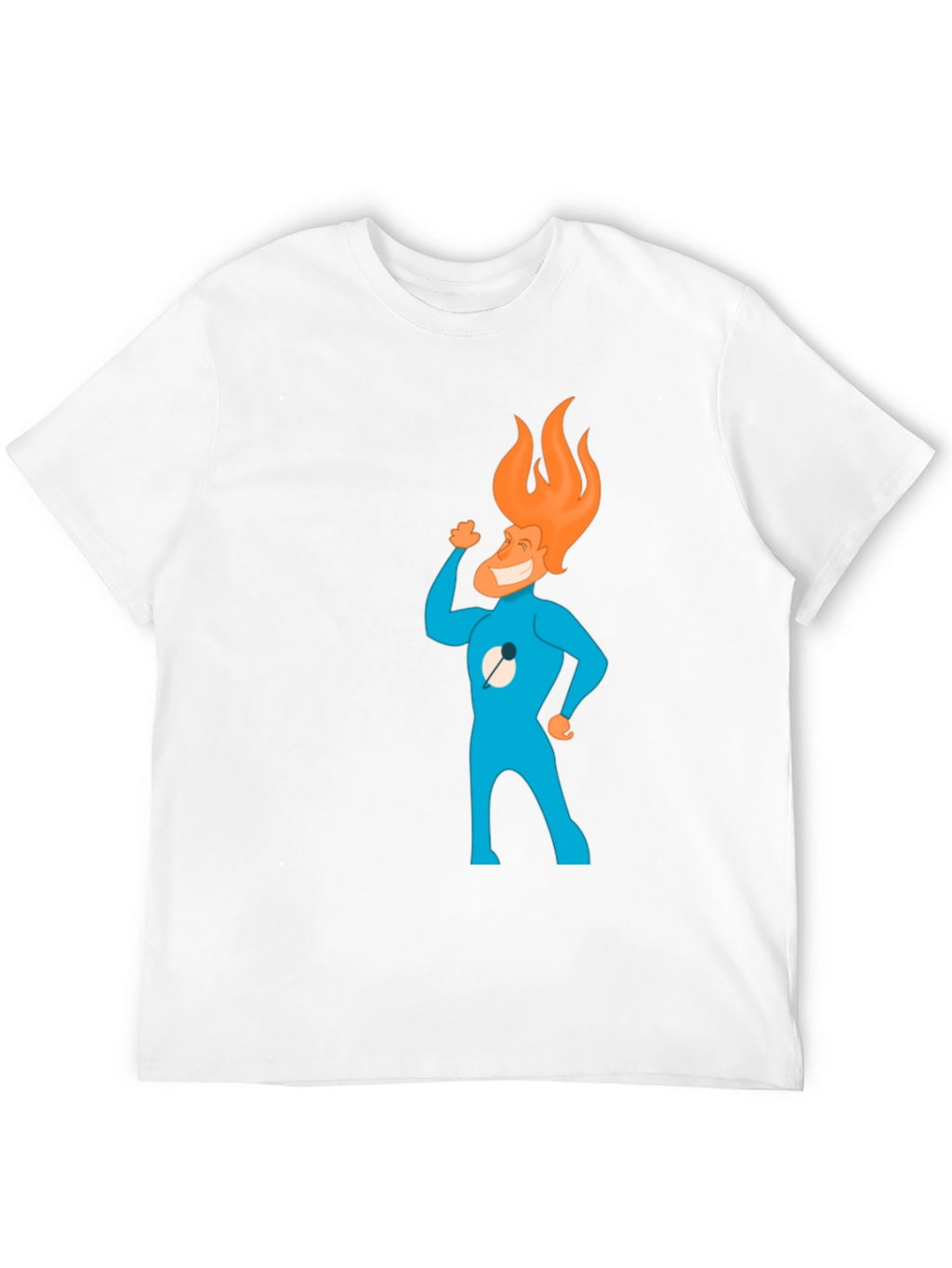 Flame Head Cartoon Graphic Black T-Shirt