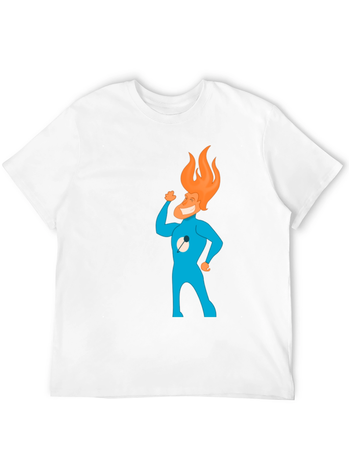 Flame Head Cartoon Graphic Black T-Shirt