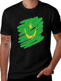 Mauritania Flag Grunge Style Black T-Shirt