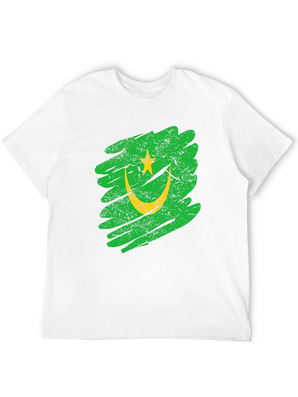 Mauritania Flag Grunge Style Black T-Shirt