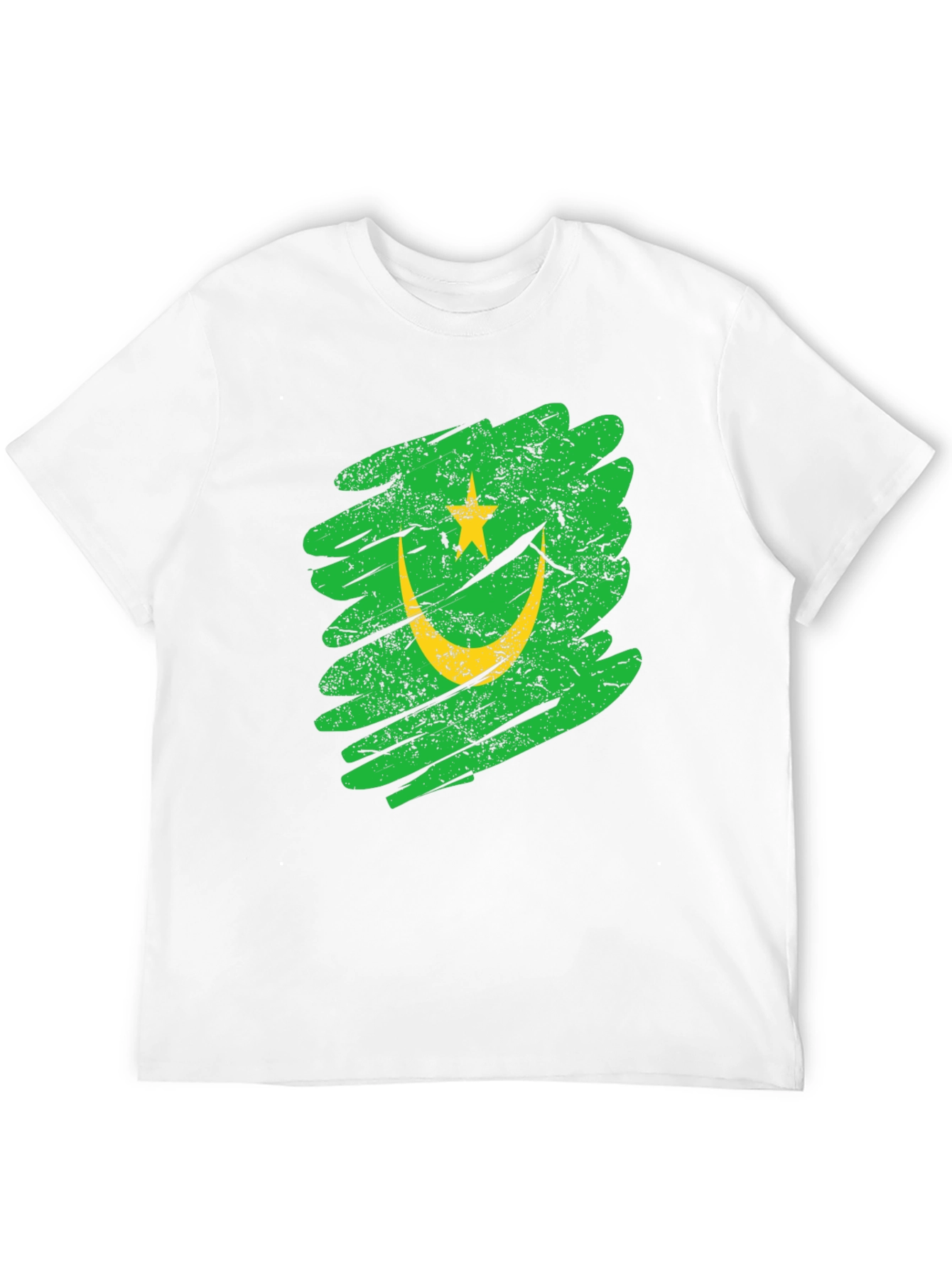 Mauritania Flag Grunge Style Black T-Shirt