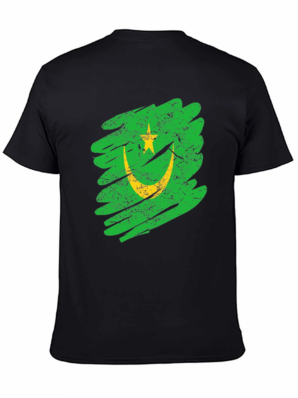 Mauritania Flag Grunge Style Black T-Shirt