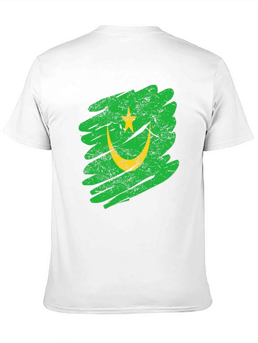 Mauritania Flag Grunge Style Black T-Shirt