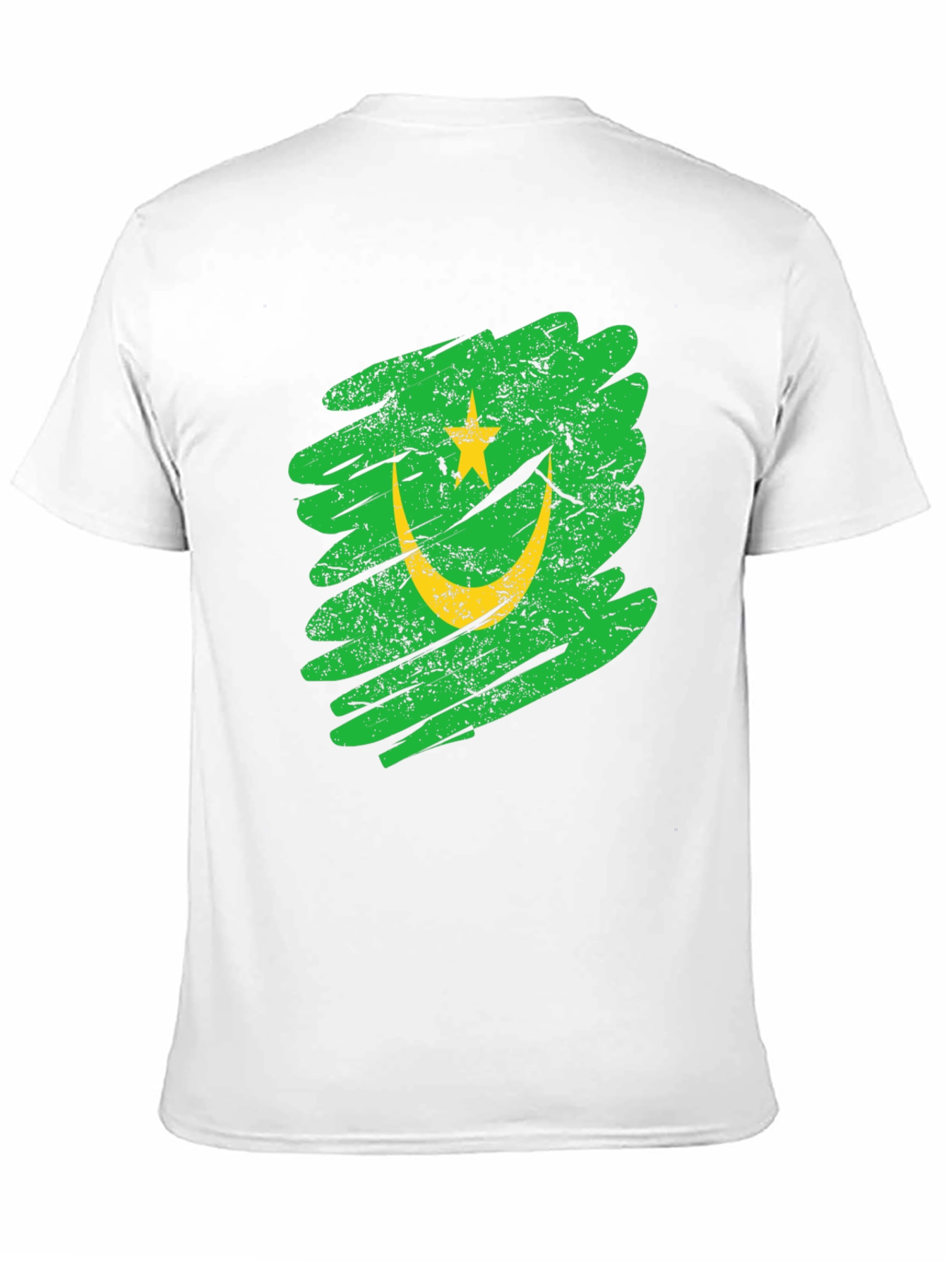 Mauritania Flag Grunge Style Black T-Shirt