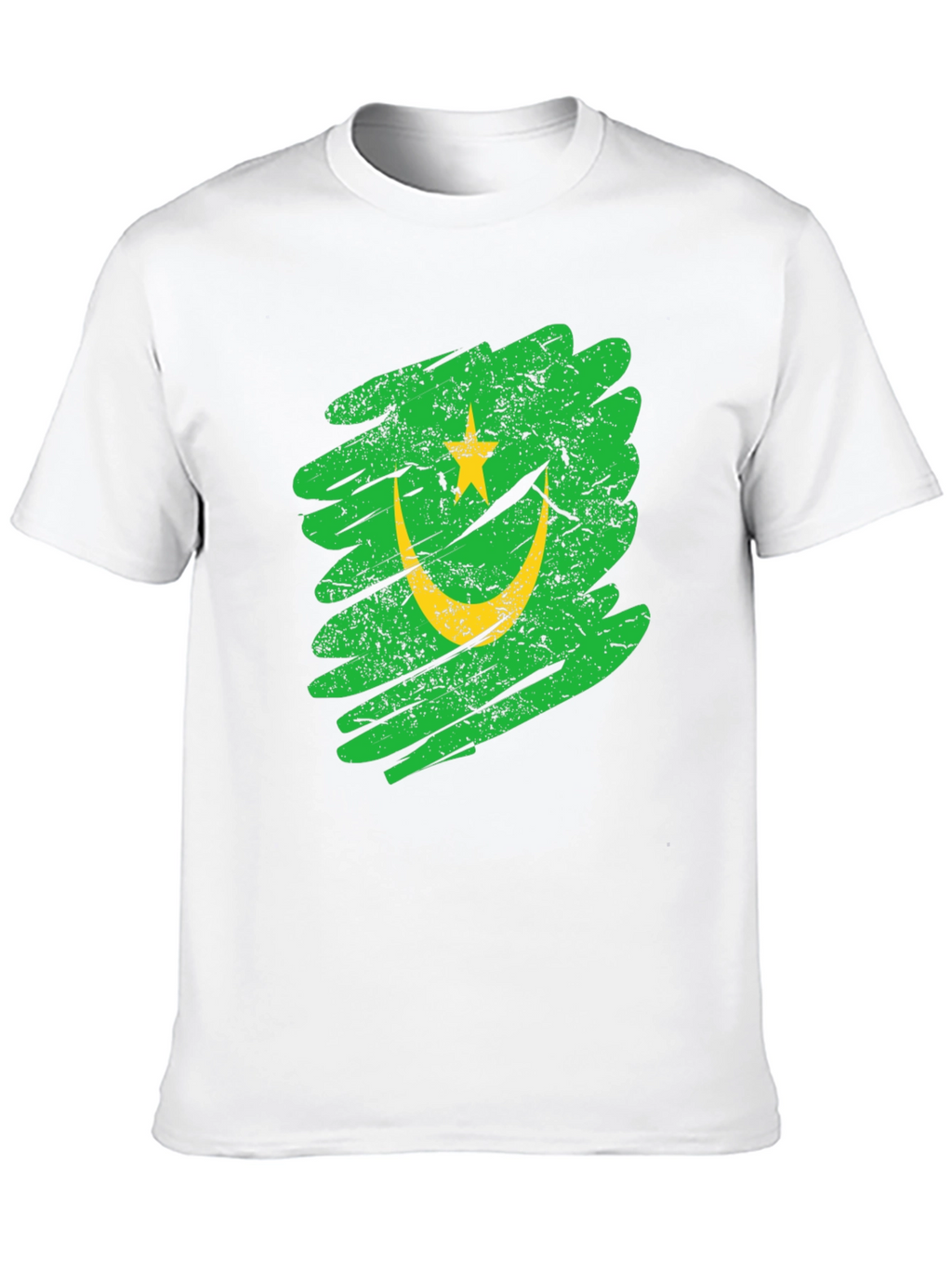 Mauritania Flag Grunge Style Black T-Shirt