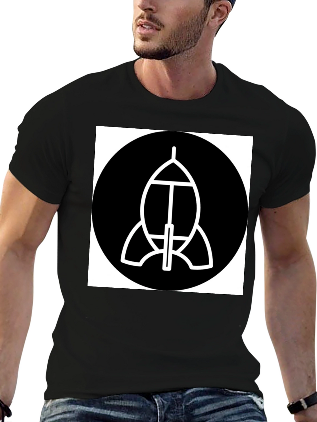 Abstract Spacecraft Graphic Black T-Shirt