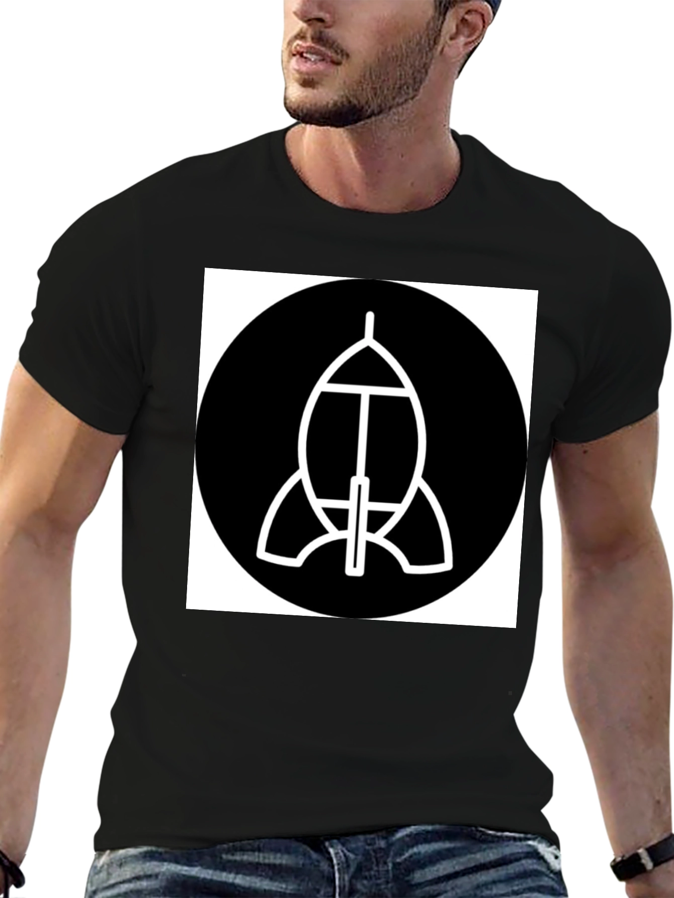 Abstract Spacecraft Graphic Black T-Shirt