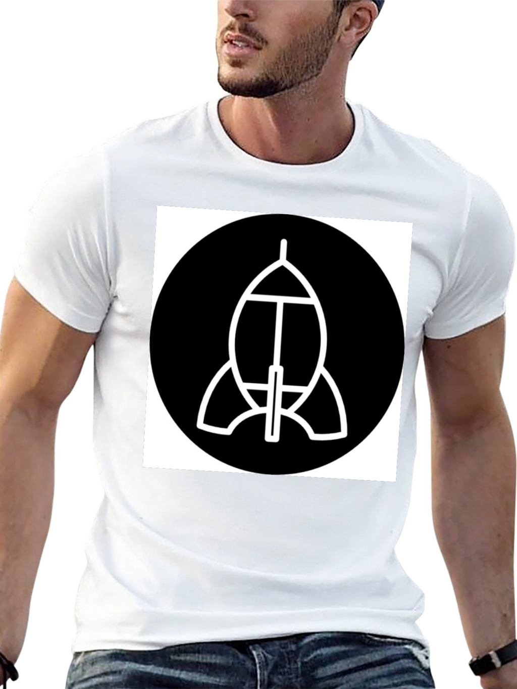 Abstract Spacecraft Graphic Black T-Shirt