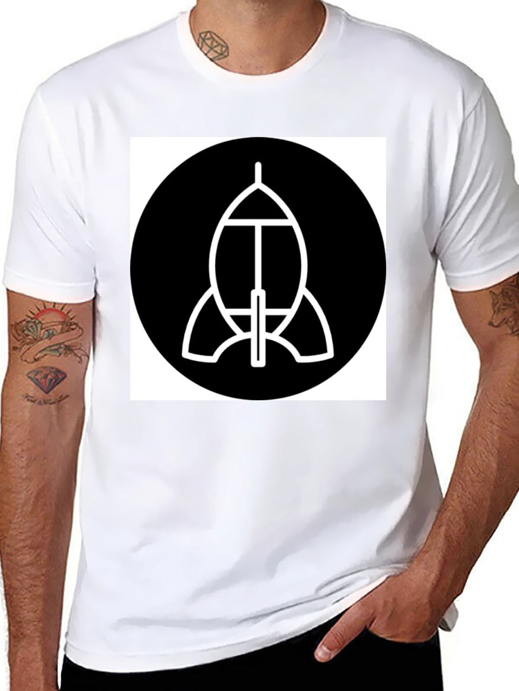 Abstract Spacecraft Graphic Black T-Shirt