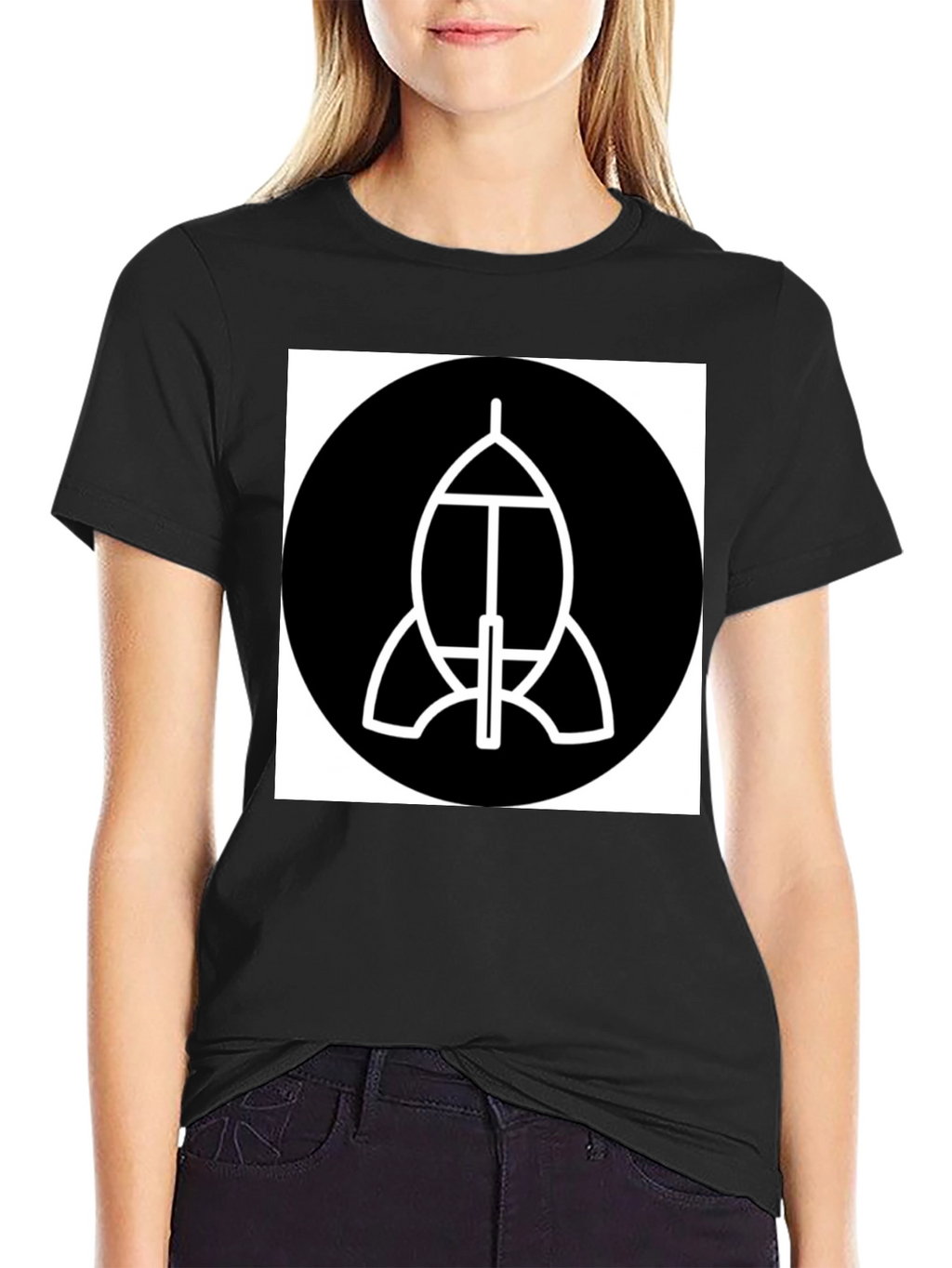 Abstract Spacecraft Graphic Black T-Shirt