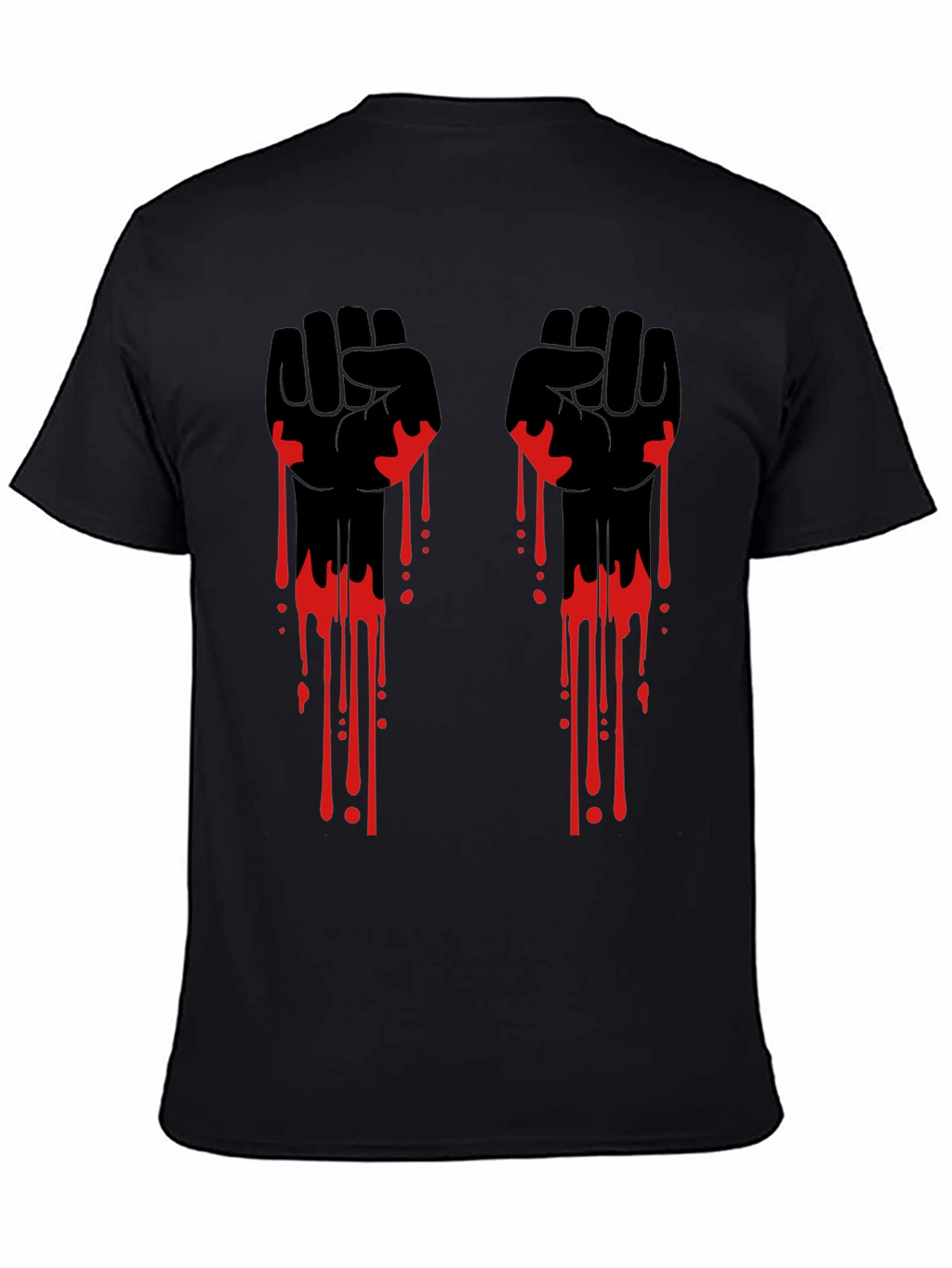 Graphic Black T-Shirt with Red Drip Fist Design