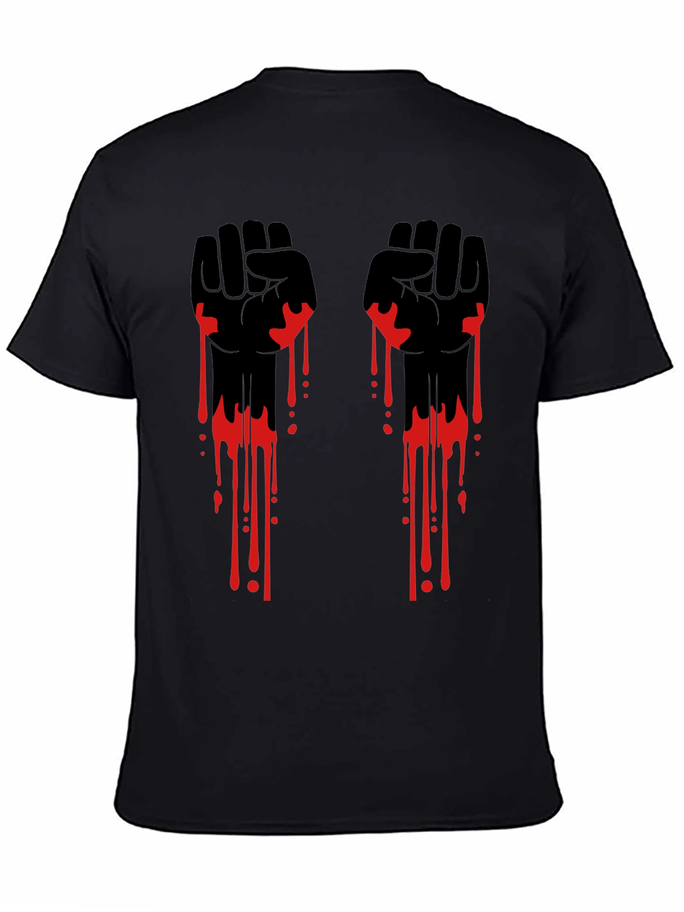 Graphic Black T-Shirt with Red Drip Fist Design