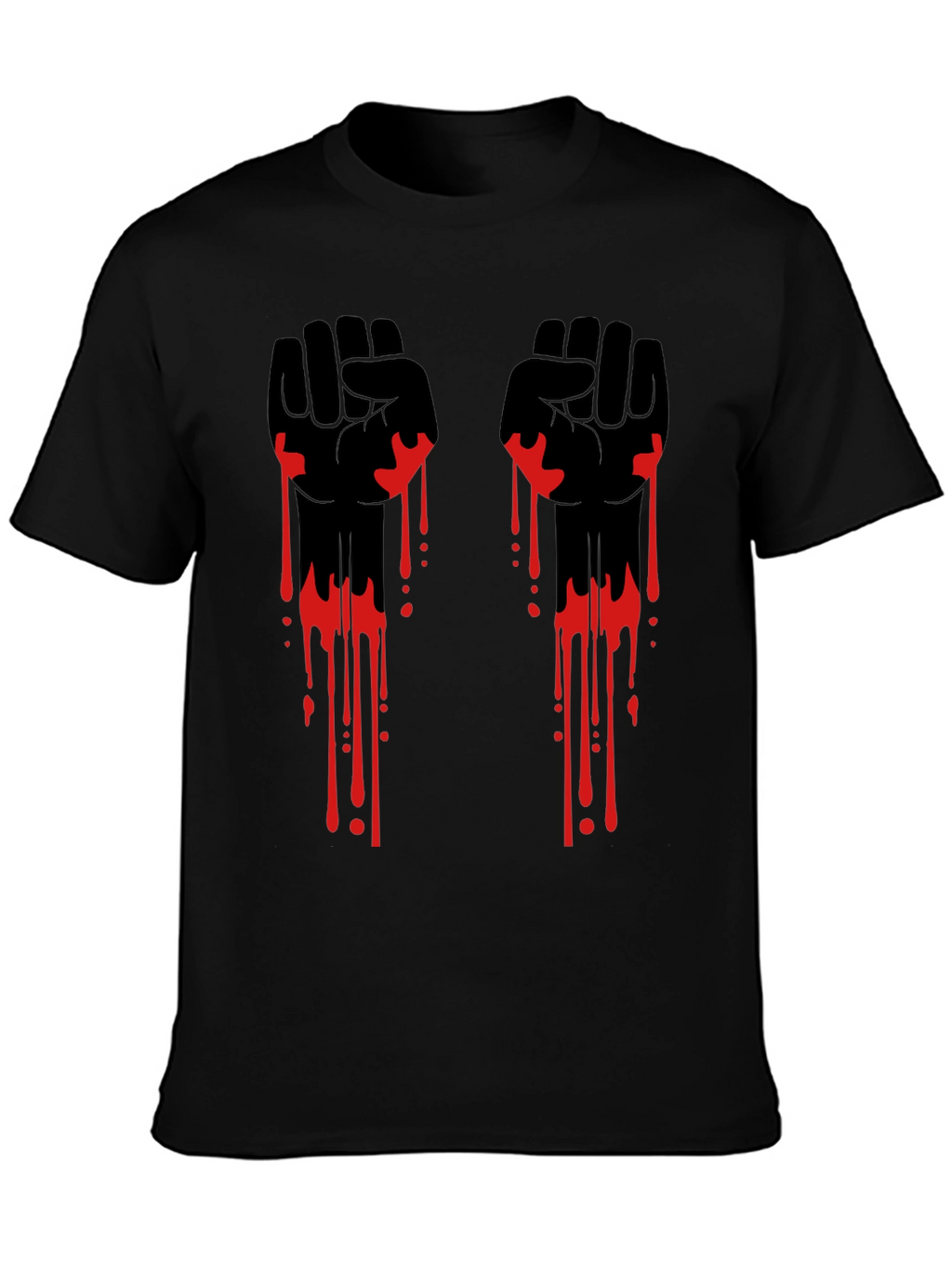 Graphic Black T-Shirt with Red Drip Fist Design
