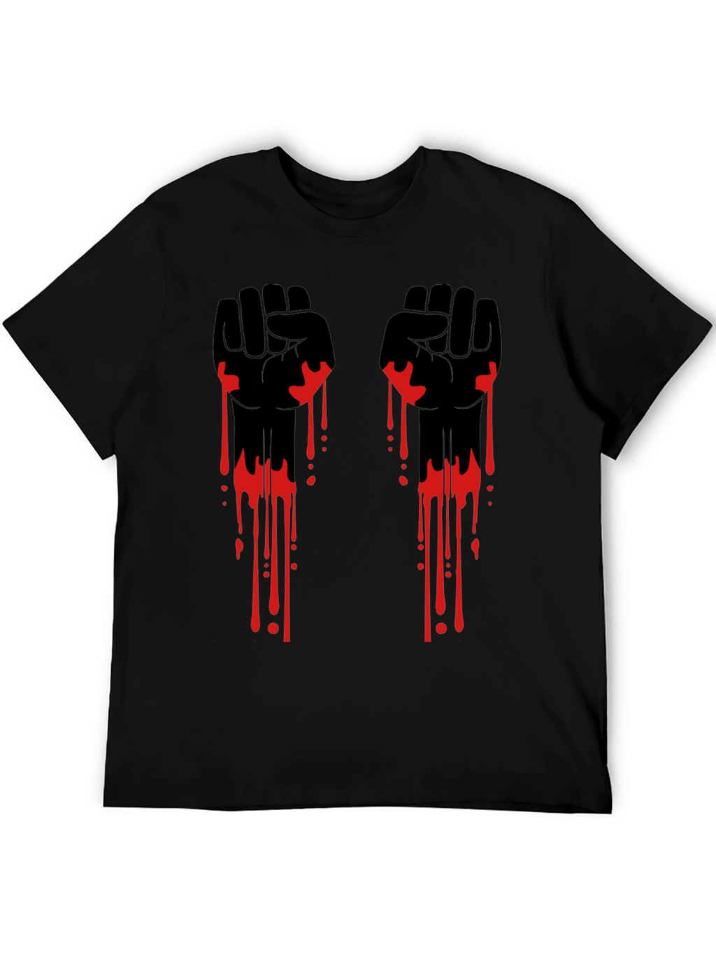 Graphic Black T-Shirt with Red Drip Fist Design