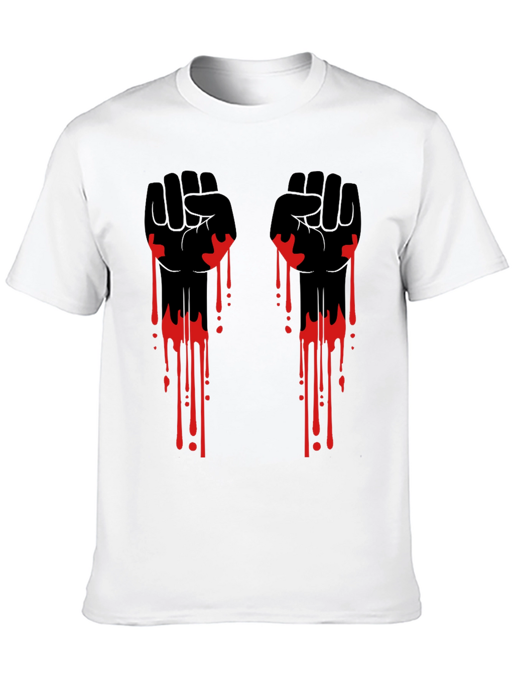 Graphic Black T-Shirt with Red Drip Fist Design